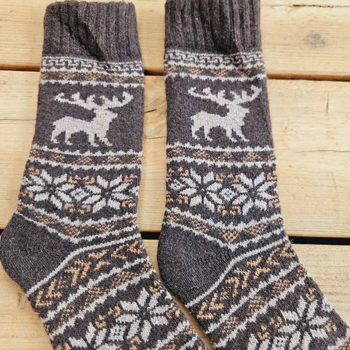 NorraVilla - Wholesale Socks - Women's - Alpaca wool socks - Nordic Unisex REINDEER - 39-46 6