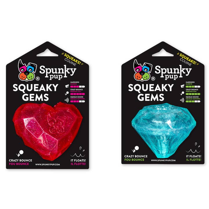 Spunky Pup - Wholesale Pet Squeaky Toy - Dog - Squeaky Gems! - Diamond and Heart Squeakers1