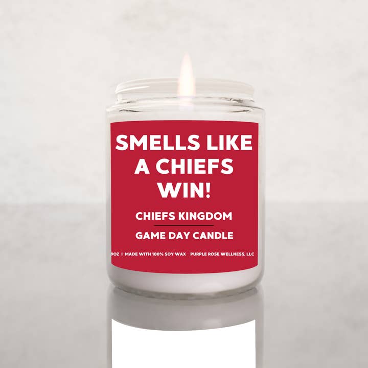Kansas City Chiefs Football Candle for wholesale by Purple Rose Wellness, LLC
