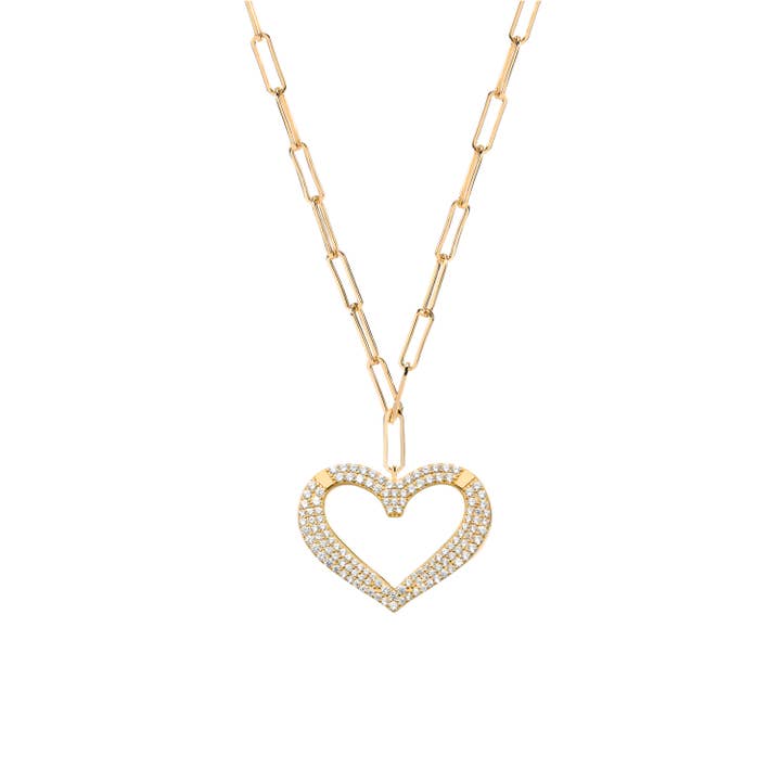 Zilvergouden hartketting met zirkonia @490 voor wholesale door ORUS BIJOUX