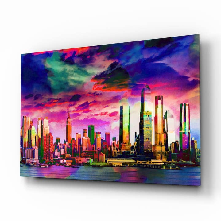 Silueta Colorida de la Ciudad Arte en Vidrio para Pared para venta al por mayor de Insigne