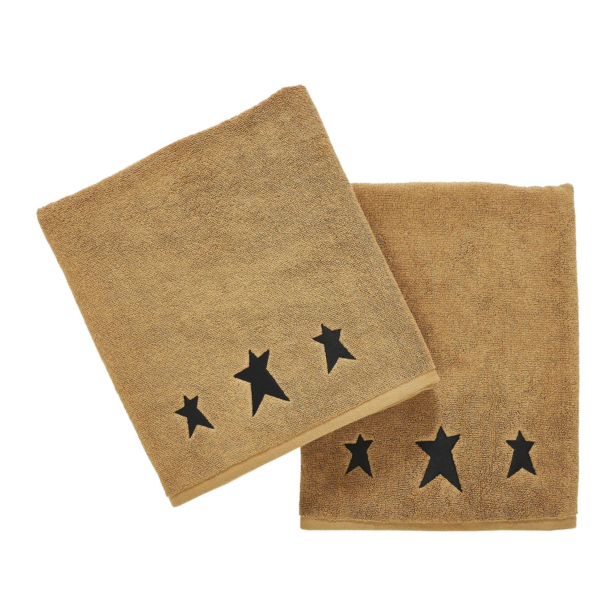 VHC Brands - Vente Serviettes de bain - Ensemble de 2 serviettes de bain noires Prim Stars Tan 27x543