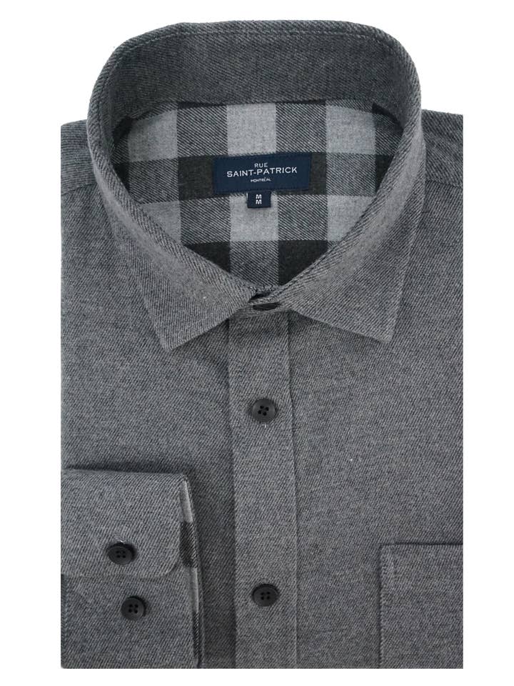 Snowdon Stretch Twill Shirt in Dark Grey for wholesale by Rue Saint-Patrick