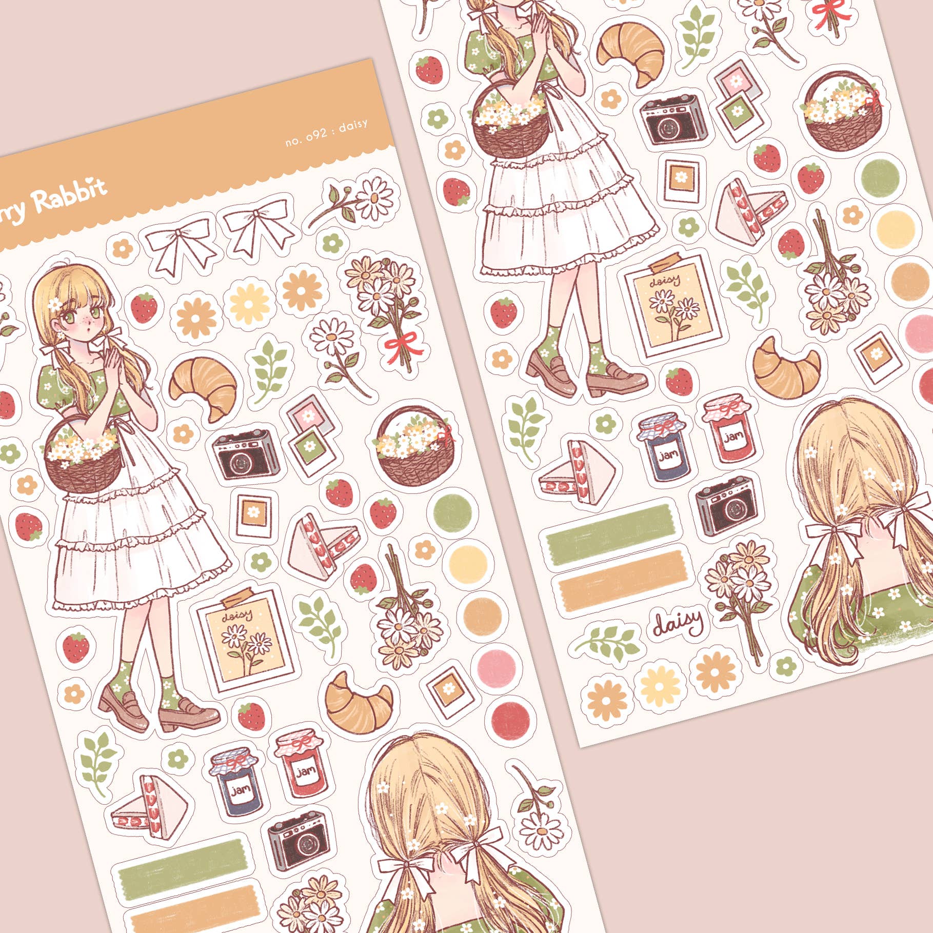 Cherry Rabbit - Wholesale Sticker - Daisy Sticker Sheet no.0920
