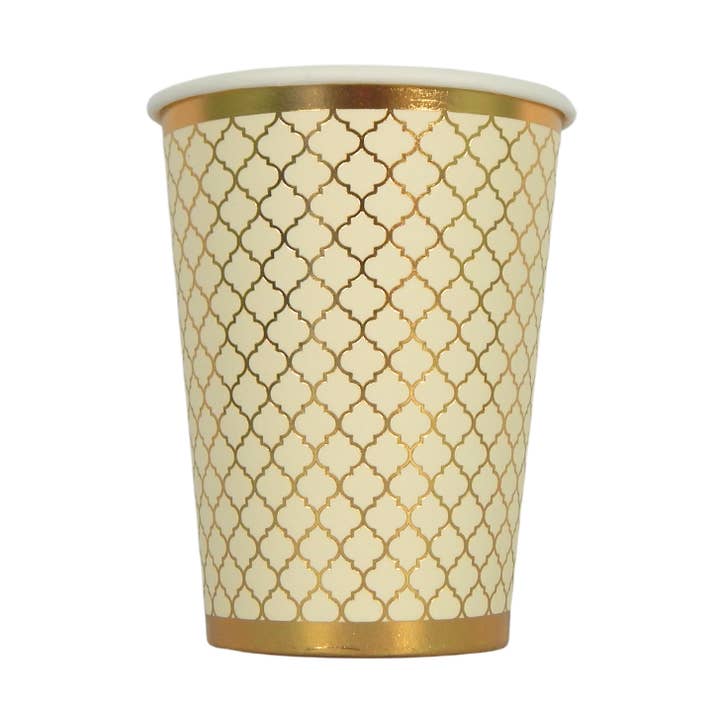 Moroccan Ivory Party Cups - 10 pack for wholesale by Peacock Supplies
