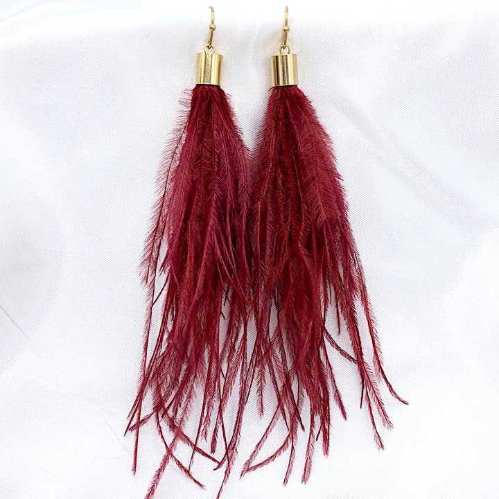 UBNY Collection - Wholesale Tassel Earrings - Feather Earrings• Bohemian feather earrings• Ostrich Feather4