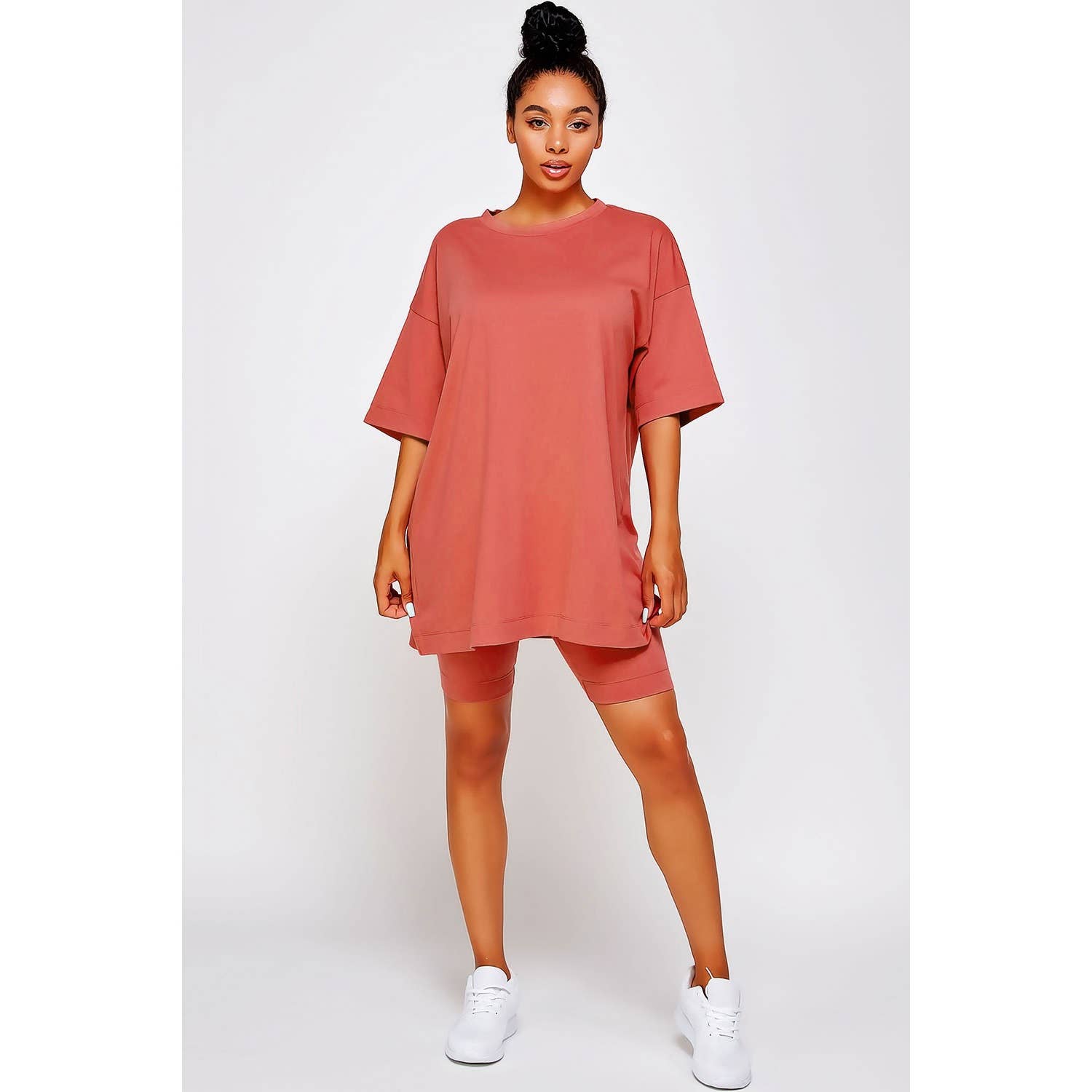 Sweet Generis - Wholesale Lounge Set - Women's - KNIT OVERSIZE TEE SHIRT AN SHORTS CASUAL BIKER SET15