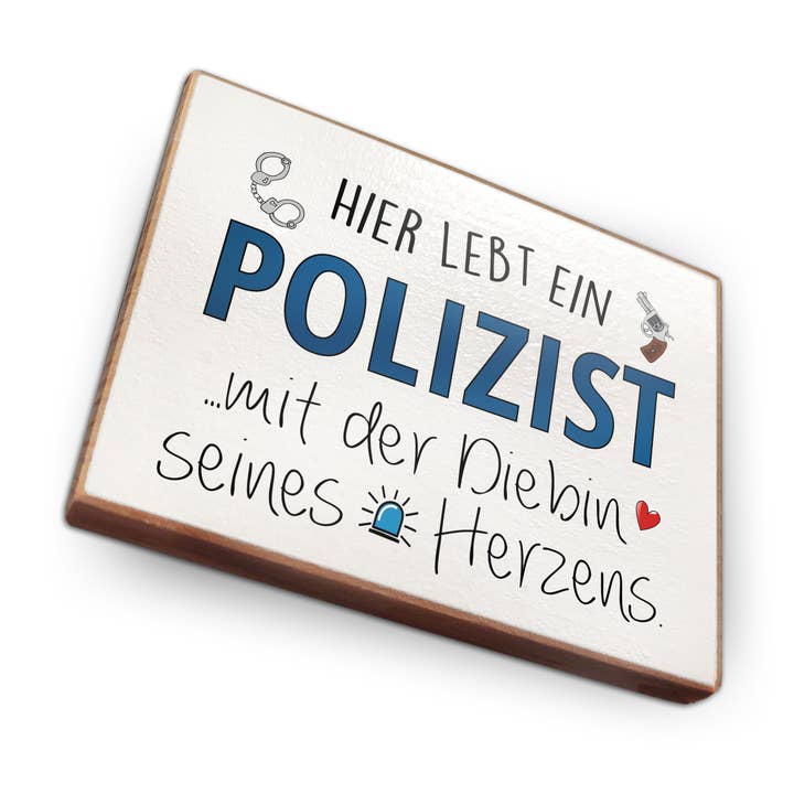 Aimant de réfrigérateur en bois de hêtre - Policier pour la vente par wammi