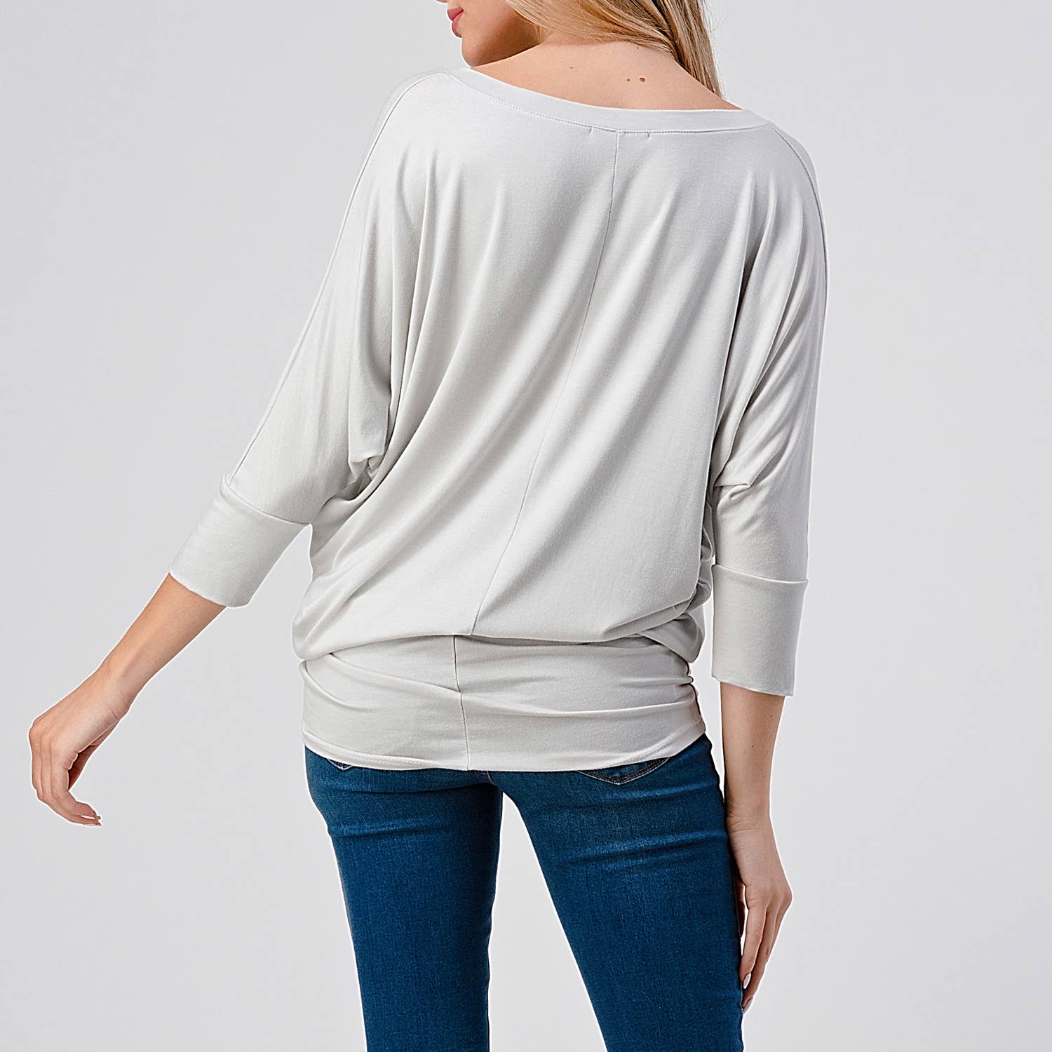 Heimious - Wholesale Knit Top - Women's - 3/4 Dolman Sleeve V-neck Modal Jersey Top, 257339