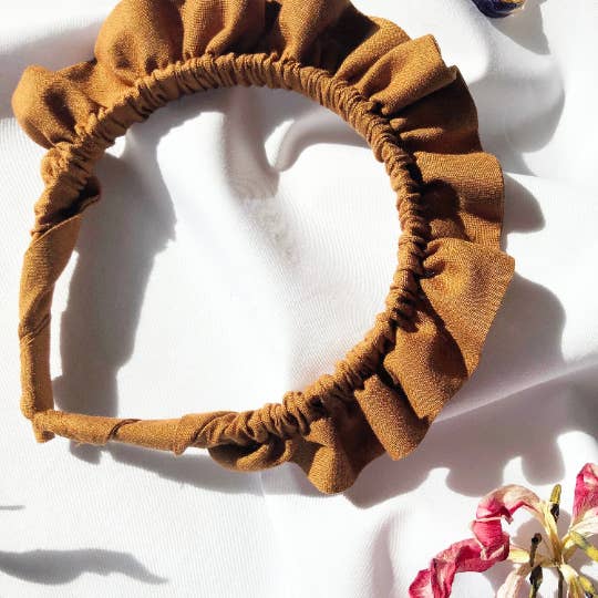Diadema fruncida caramelo, diadema scrunchie, diadema con volantes para venta al por mayor de Mustard Monday