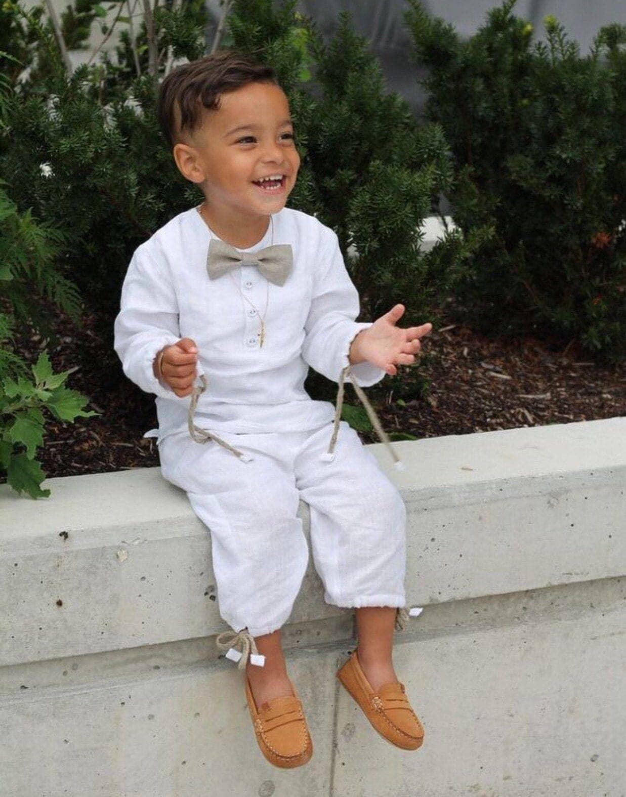 Matrinna - Vendita all'ingrosso Completino - Neonati - Completo Battesimo in Lino per Bambino, Abito da Cerimonia per Neonato, Completo Elegante per Battesimo