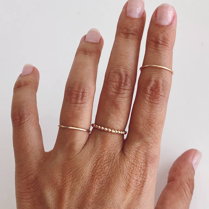 AVA Handmade Jewelry - Wholesale Band/Stacked Ring - Stacking 3 rings set, stackable, beaded, hammered ,thin13