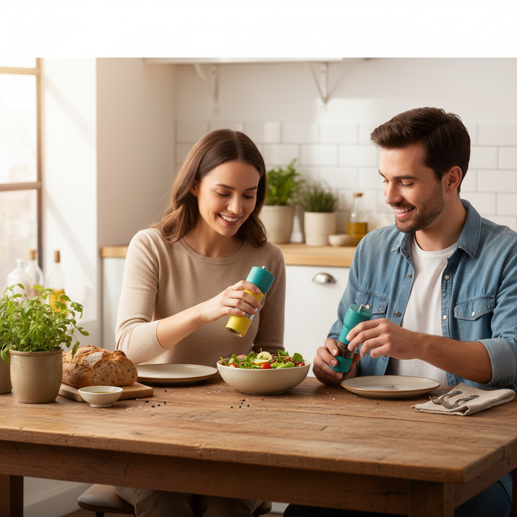 Kadra Kitchenware - Wholesale Salt & Pepper Shaker Set - Mitbak - Salt And Pepper Grinder, Blue And Yellow, 2 Pc1