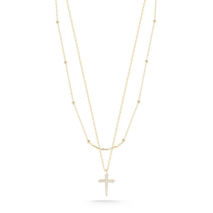 Double Layer Cross Necklace for wholesale by Glaze Jewelry