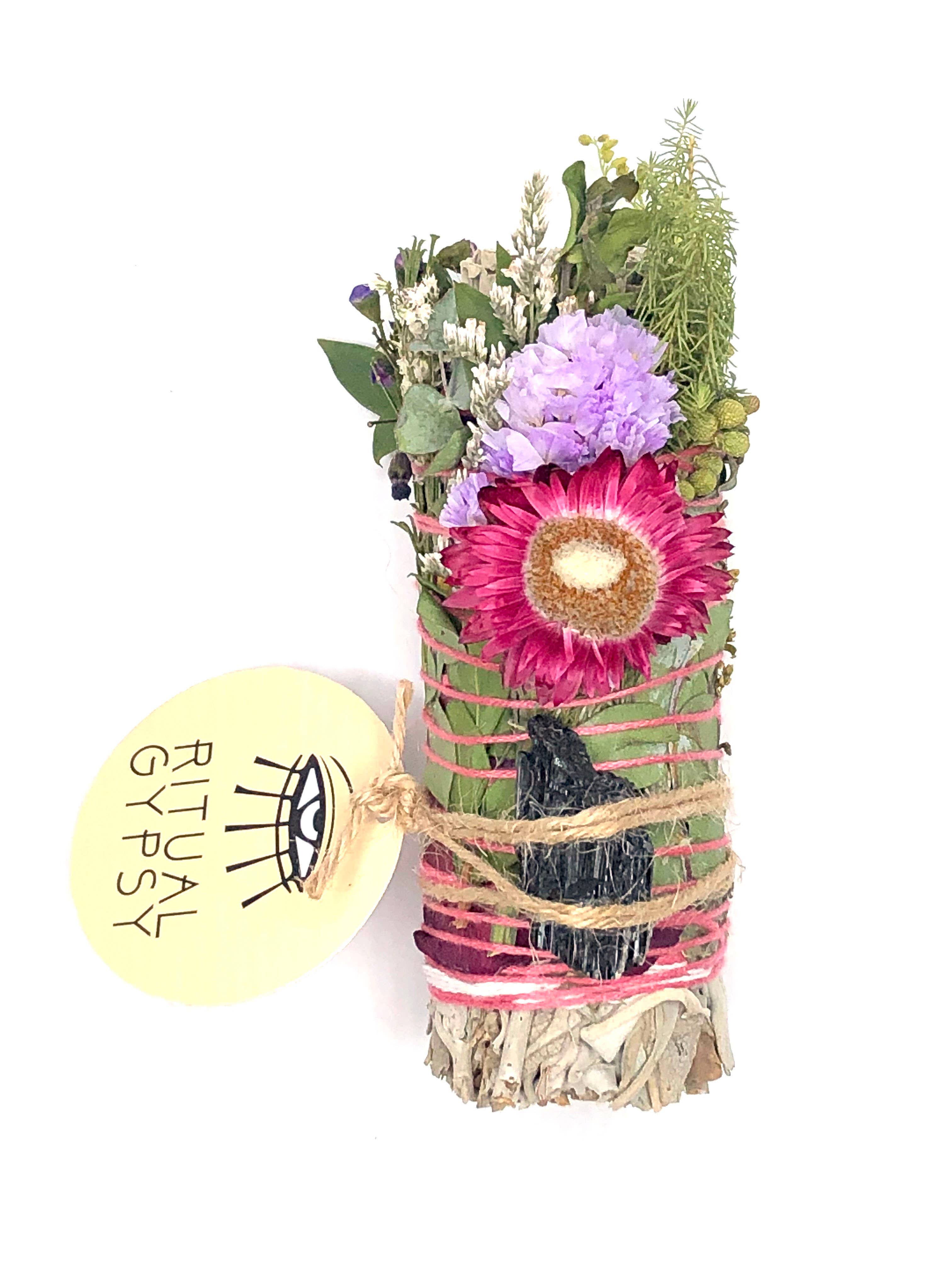 RITUAL GYPSY SAGE WANDS - Vendita all'ingrosso Salvia - BACCHETTE RITUALI SALVIA DA 4" (24 OPZIONI DI CRISTALLO)21