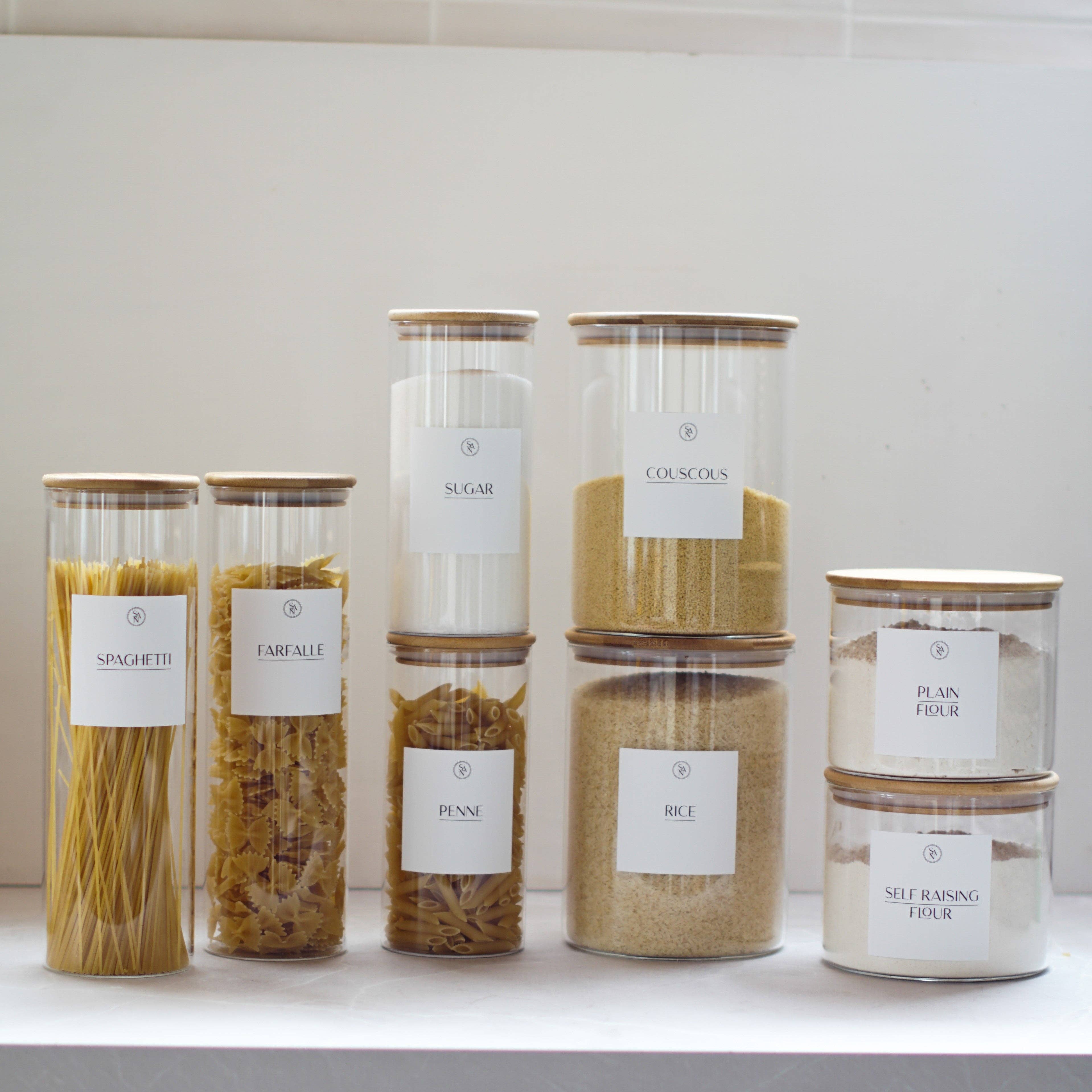 So At Nature – wholesale Matlåda – Ultimat Köksskafferisats - 8 lufttäta burkar med vattentäta etiketter2