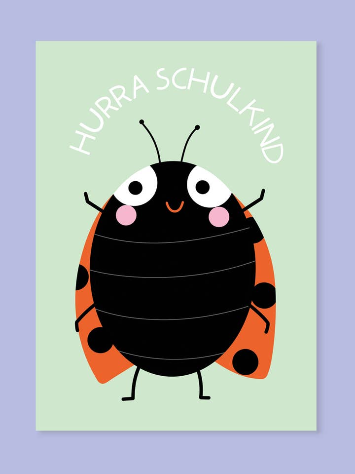 Carte postale HURRA ÉCOLIER Coccinelle pour la vente par StudioSonna