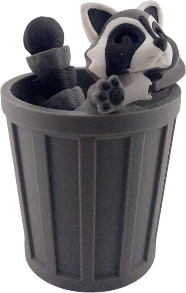 The Geek Galleria – wholesale Dekorativ statyett – 3D-utskriven ledad tvättbjörnsfigur | Realistiska svarta, grå och vita färger | Bedårande skrivbordsdekoration och samlartillbehör | Fidget3