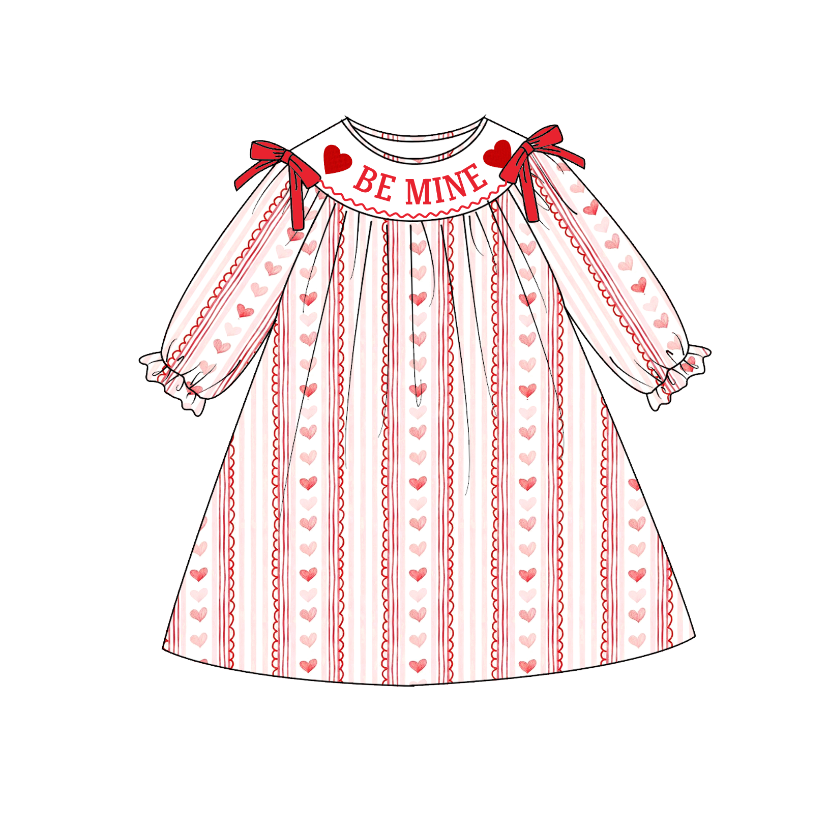 Little Trendy - Wholesale Jumpsuit - Baby - Valentine's heart striped Smocked romper-Customizable name 1