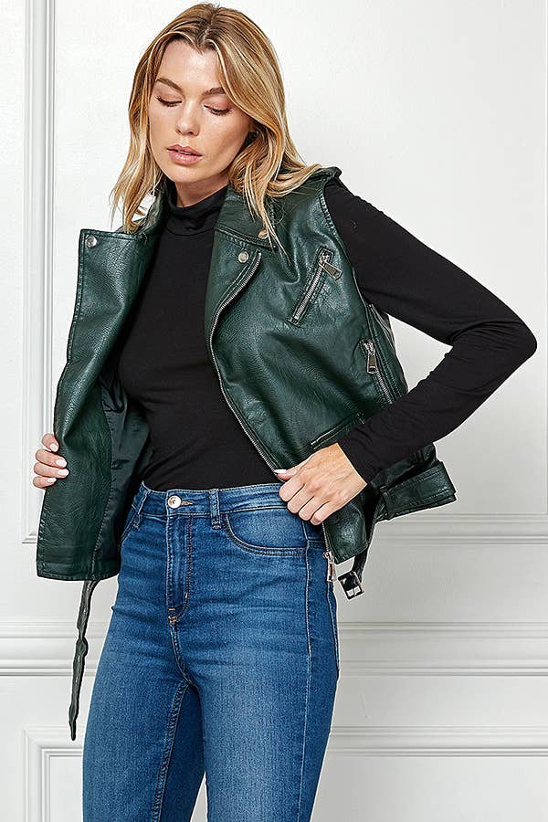 Veracci – wholesale Leather jacket – Women′s – Biker Faux Leather Sleeveless Jacket, Biker Vest19