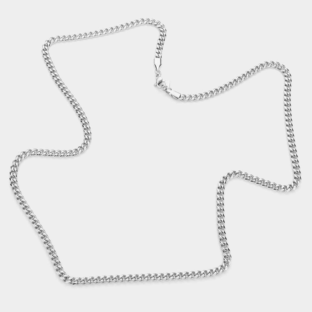 Sensibling Corp. – wholesale Link & chain necklace – 6 Diamond Cut Stainless Steel 24 Inch 4mm Cuban Metal Chain Necklace3