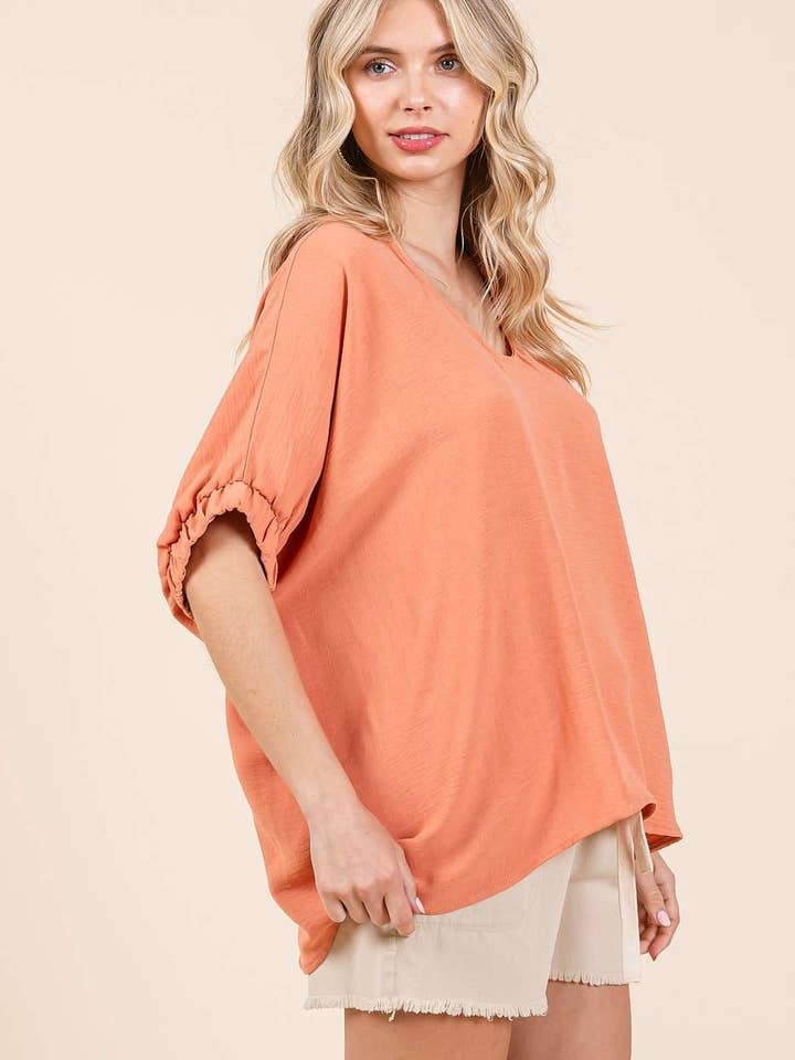 mittoshop - Wholesale Blouse - Women's - DOLMAN ELASTIC SLEEVE OVERSIZED TOP