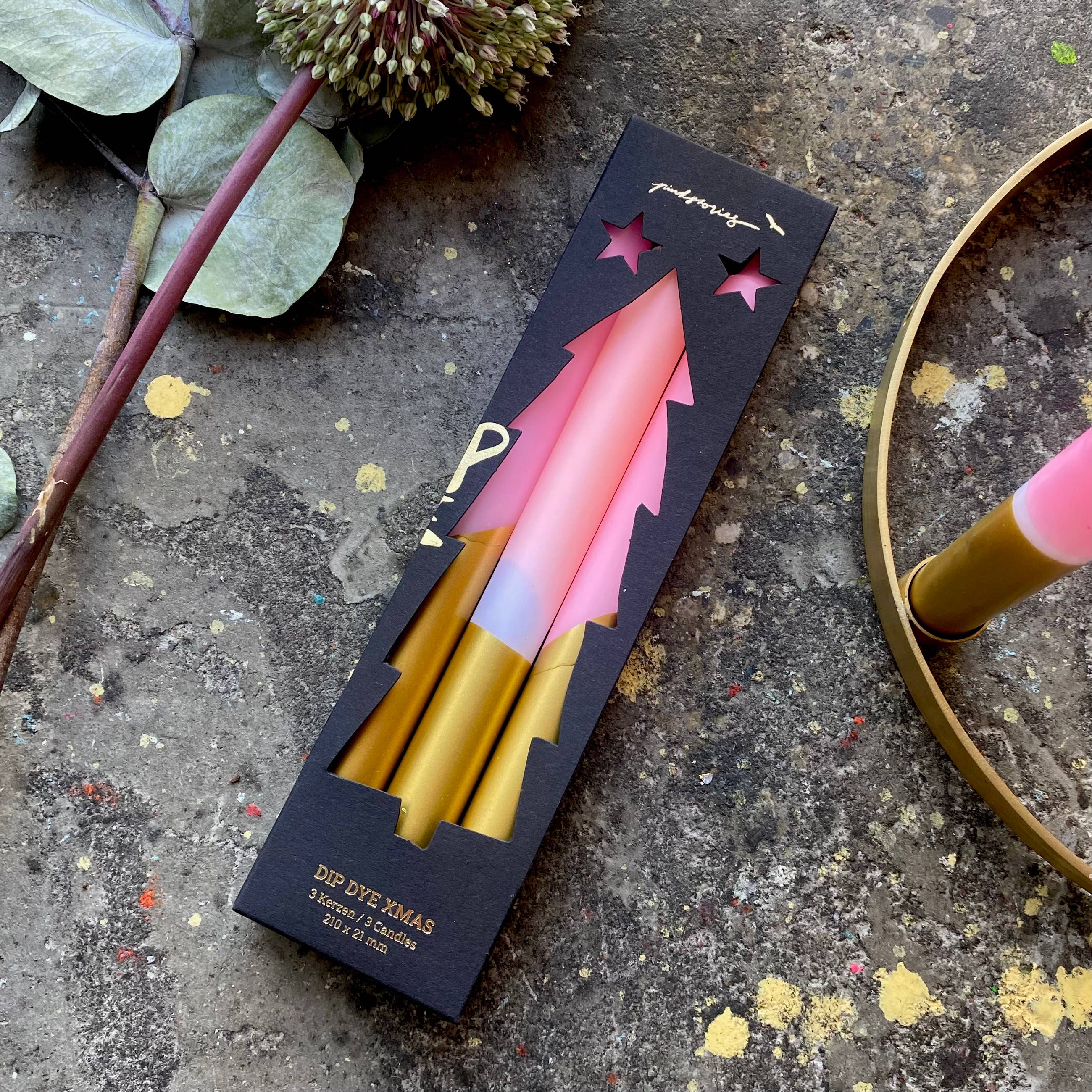 Pink Stories - Wholesale Tapered Candle/Candlestick - Dip Dye X-mas * Cosy blush2