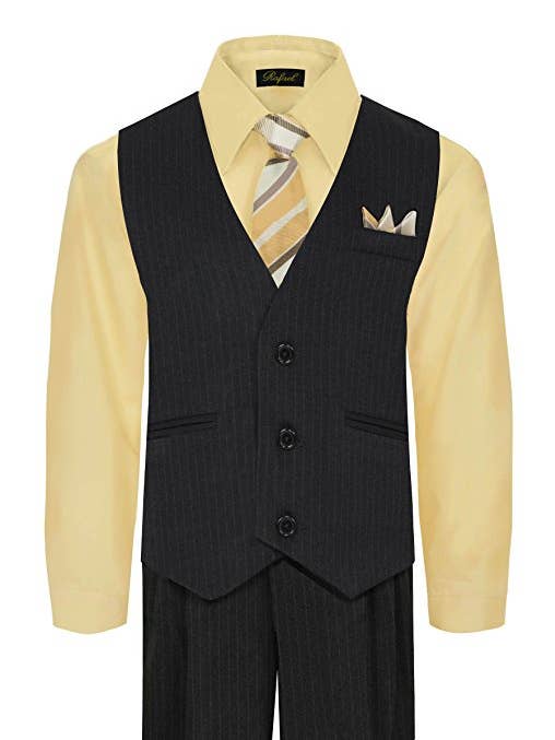 b-one inc - Wholesale Suit Set - Kids - Boys Vest Suit Shirt Tie Pants Pinstripe Size 8-14 RFL-16880