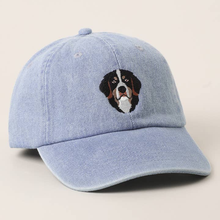 Fashion City - Wholesale Baseball Cap - Unisex - Bernese Mountain Embroidered Denim Baseball Cap5