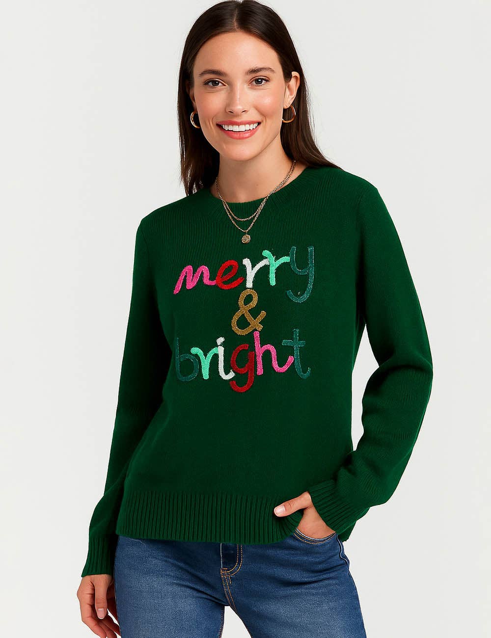 Sweetkama - Vendita all'ingrosso Maglione tricot - Donna - Maglione festivo con scritta "Ladies Christmas Merry & Bright"1