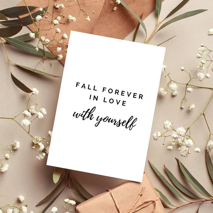 Fall Forever In Love With Yourself Postcard Print for wholesale by TheHomebirdsWeavingShed