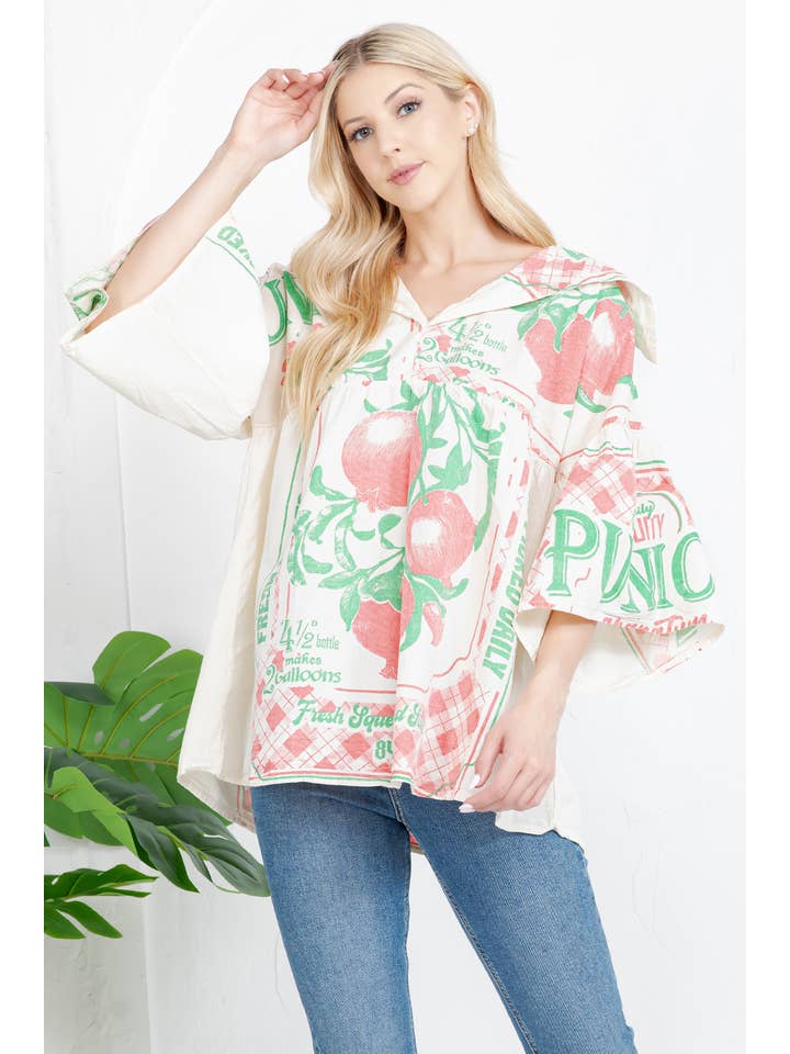 Kathmandu Imports - Wholesale Tunic - Women's - COTTON SAILOR COLLAR BELL SLEEVES TOP (TH-2007)  1