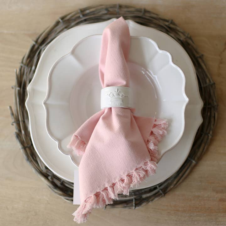 The Royal Standard - Wholesale Dinner & Cloth Napkin - Fringe Napkin Light Pink 18x184