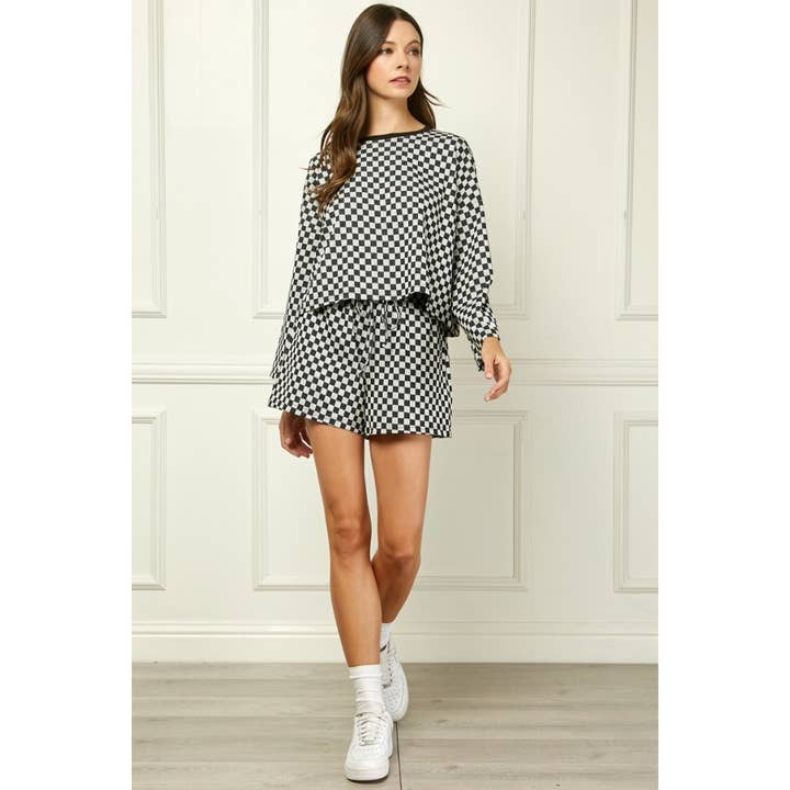 Veveret - Wholesale Shorts - Women's - Checker Jersey Drawstring Short 5