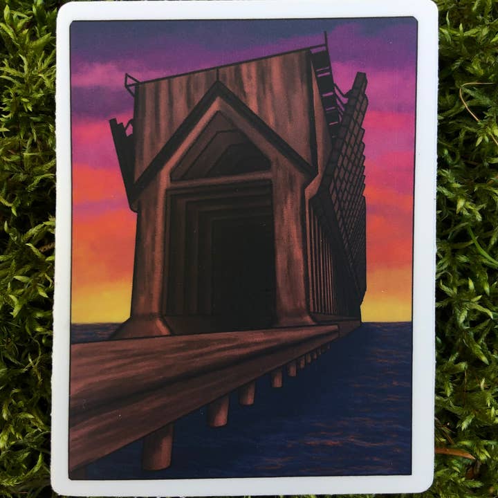 MI Woodland Art Studio - Wholesale Phone & Laptop Stickers - Ore Dock Marquette Sunrise Sunset Sticker