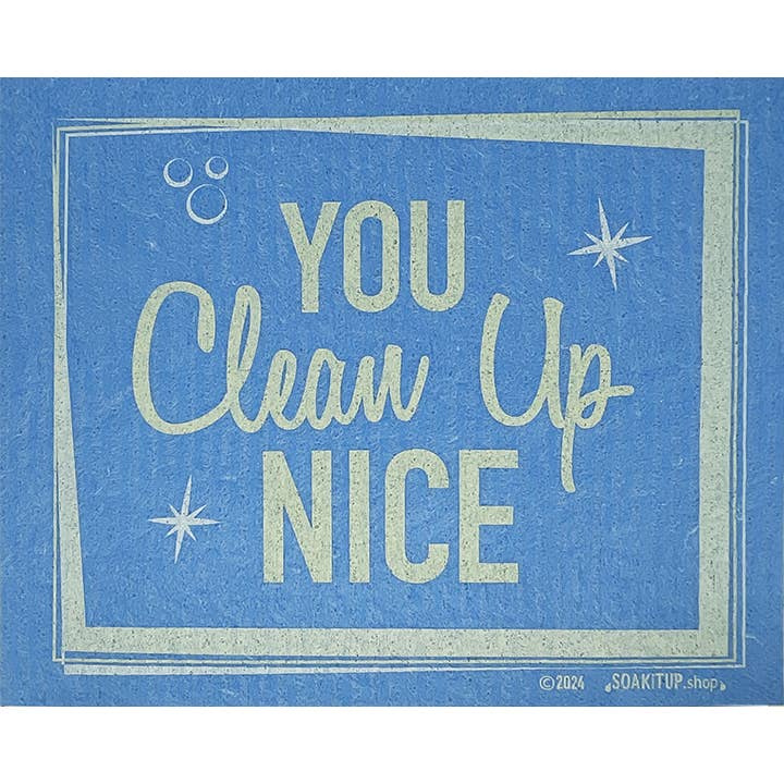 You Clean Up Nice Swedish Dishcloth (Blue) for wholesale by Soak iT Up Eco-friendly Greetings + Gifts