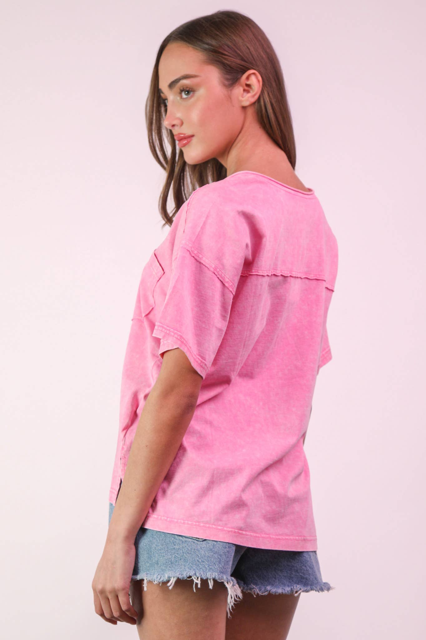 VERY J – Top de malha - Mulher por atacado – NT11966-Top de Malha com Decote em V Lavado a Mineral8