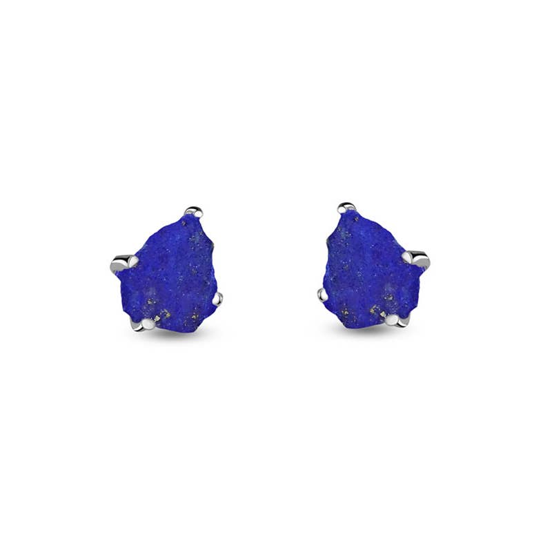 Nature Crafts - Wholesale Knopjes/oorstekers - Natuurlijke ruwe Lapis Lazuli oorknopjes in sterling zilver3