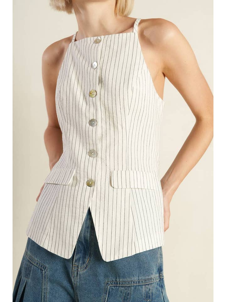 White A woven seersucker top - FJ1183 for wholesale on Faire