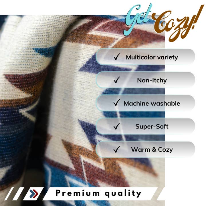 LATITUDE ZERO GOODS - Wholesale Throw Blanket - Cedar - Blue Native Blanket