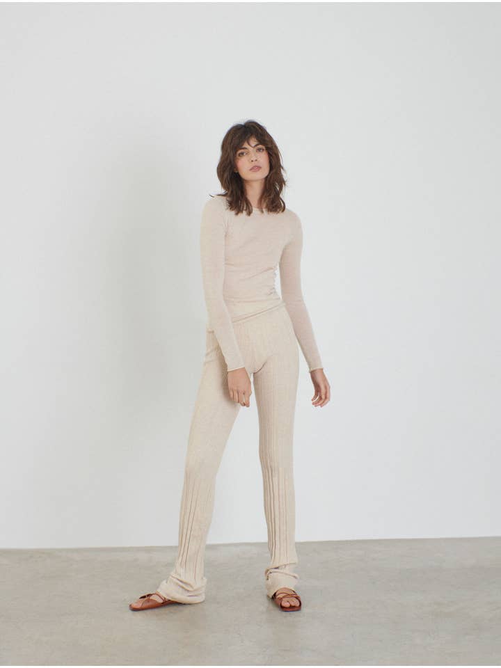 Beige RITA extra-fine cashmere knitted pullover for wholesale on Faire