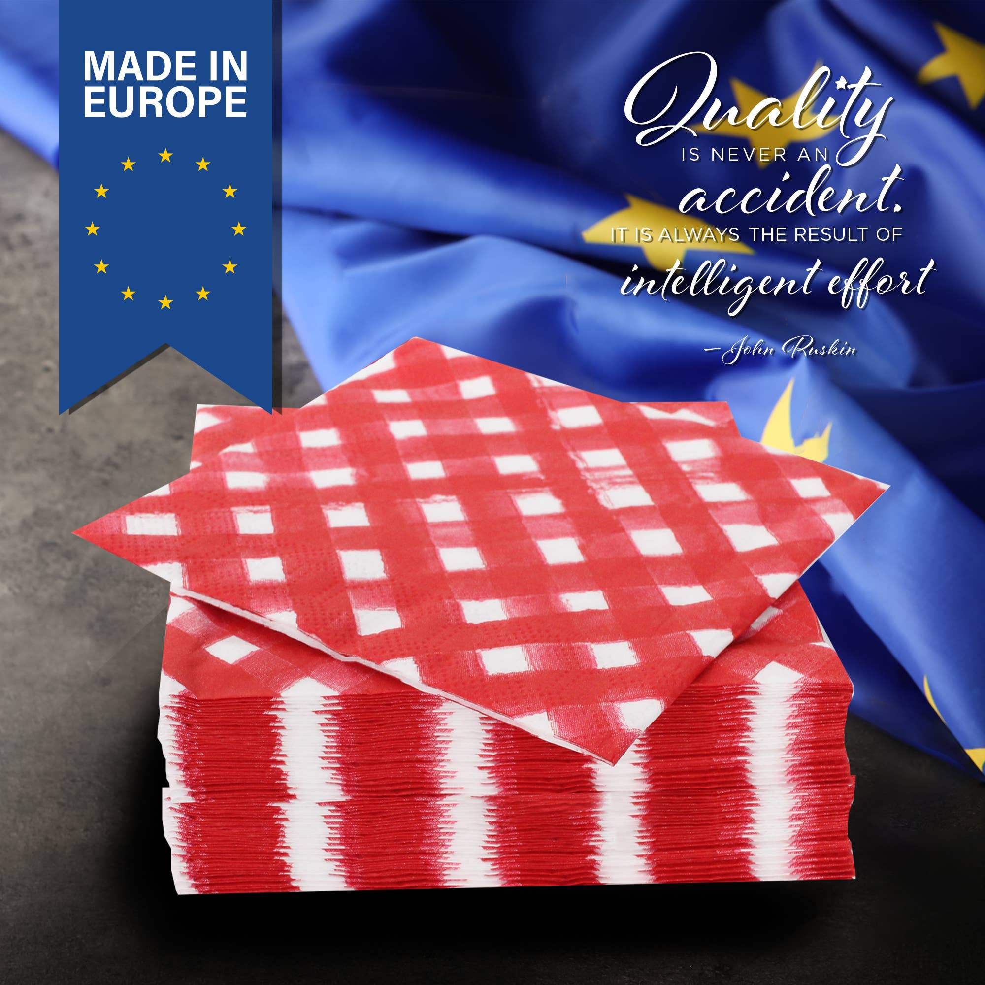 ESKAY Products - Wholesale Disposable Napkin - Red Checks Paper Cocktail Beverage Napkins | 20 Count2