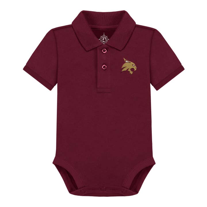 Creative Knitwear - Wholesale Bodysuit (Non-Footed) - Baby - Texas State Bobcats Infant Polo Bodysuit