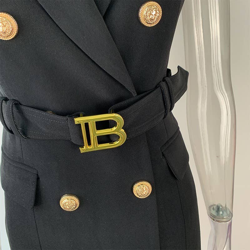 Productseeker - Wholesale Dress - Women's - DR008Y Fushcia Sleeveless Tie-Waist Suit Dress 5