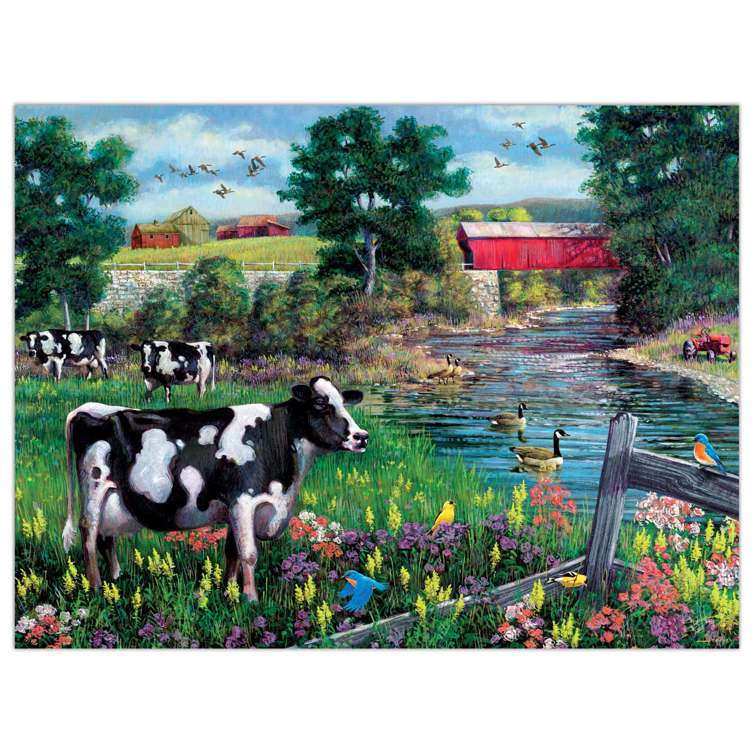 Crown Point Graphics - Wholesale Puzzle - Adult - Grazing by the Creek - 500 Piece Jigsaw Puzzle1