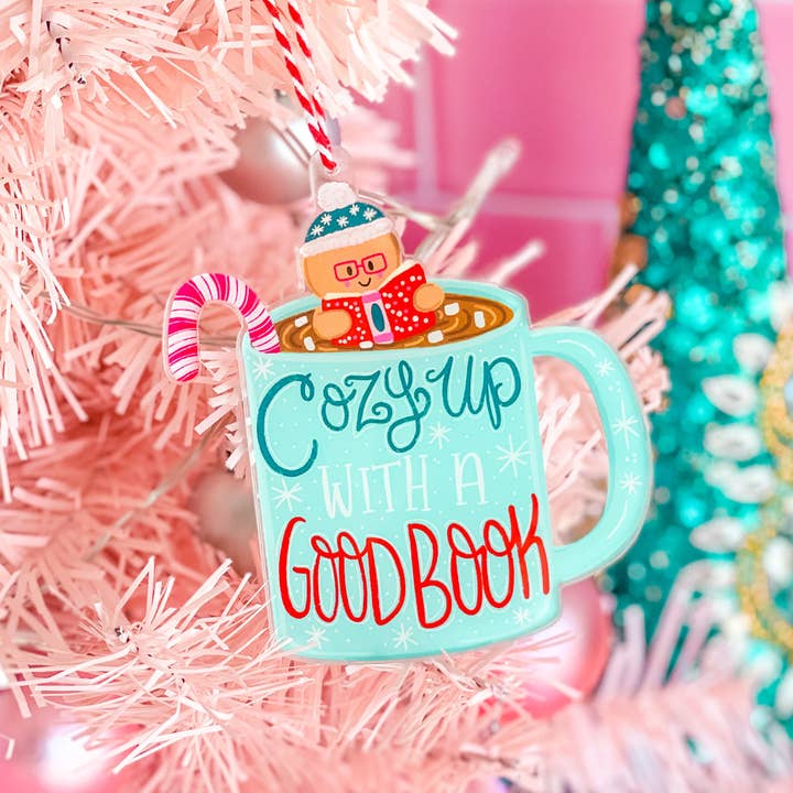 Emily Cromwell Designs - Wholesale Ornament - Cozy Up With a Good Book Hot Cocoa Christmas Ornament