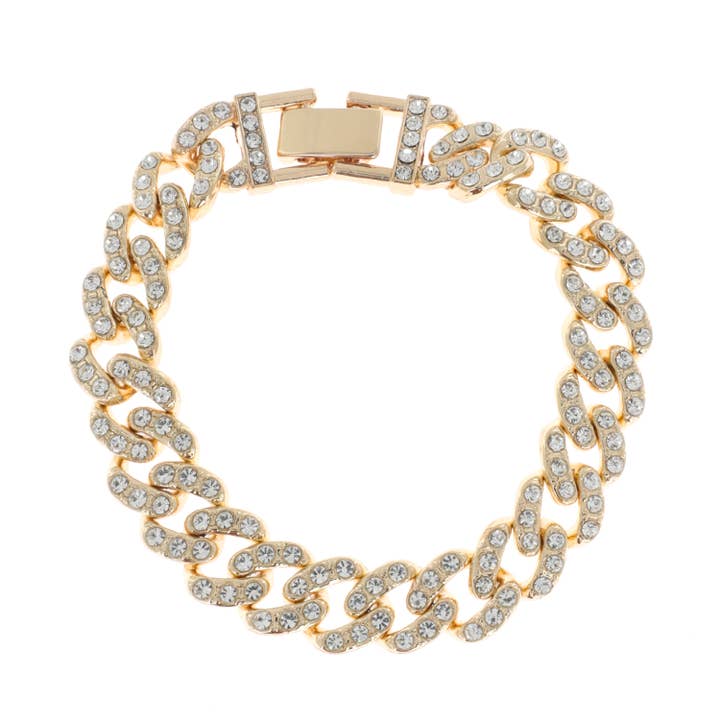 SP Sophia Collection - Wholesale Link & Chain Bracelet - Rhinestone Pave Cuban Link Chain Bracelet1