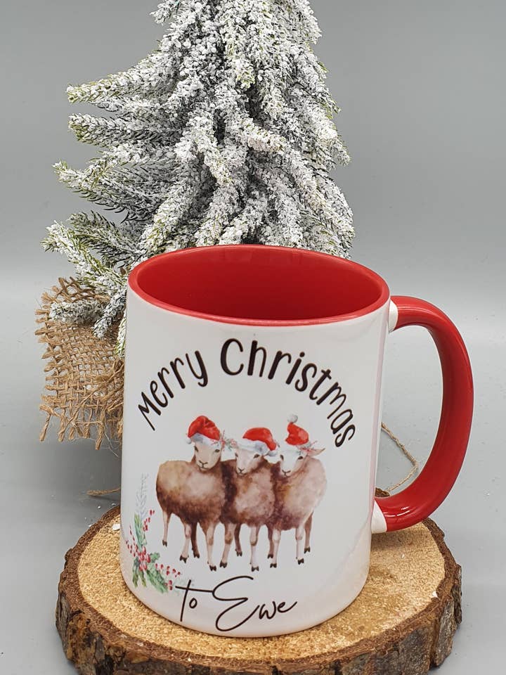 Merry Christmas to Ewe, Christmas mug with Sheep,Farm for wholesale by Gift and Stitch