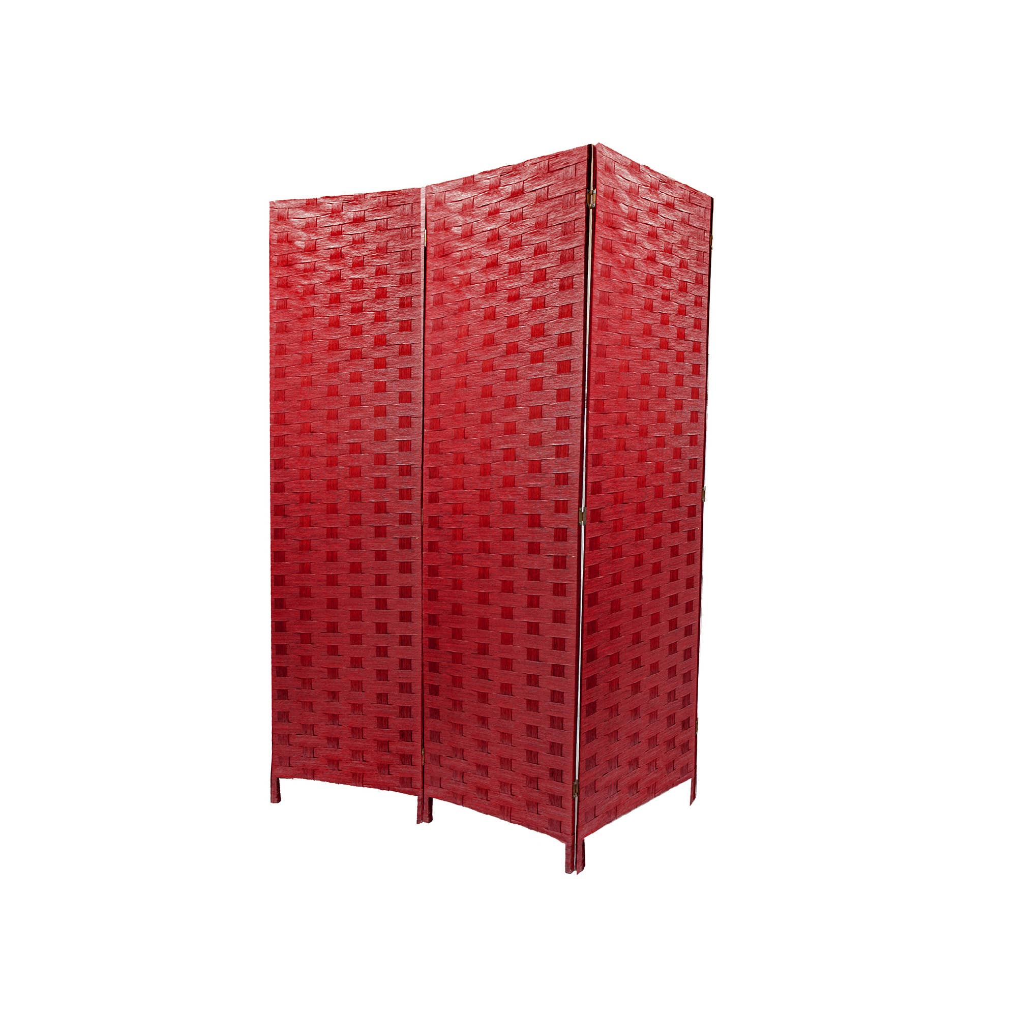 Red 3 Panel Woven Bamboo Screen Burgundy for wholesale on Faire0