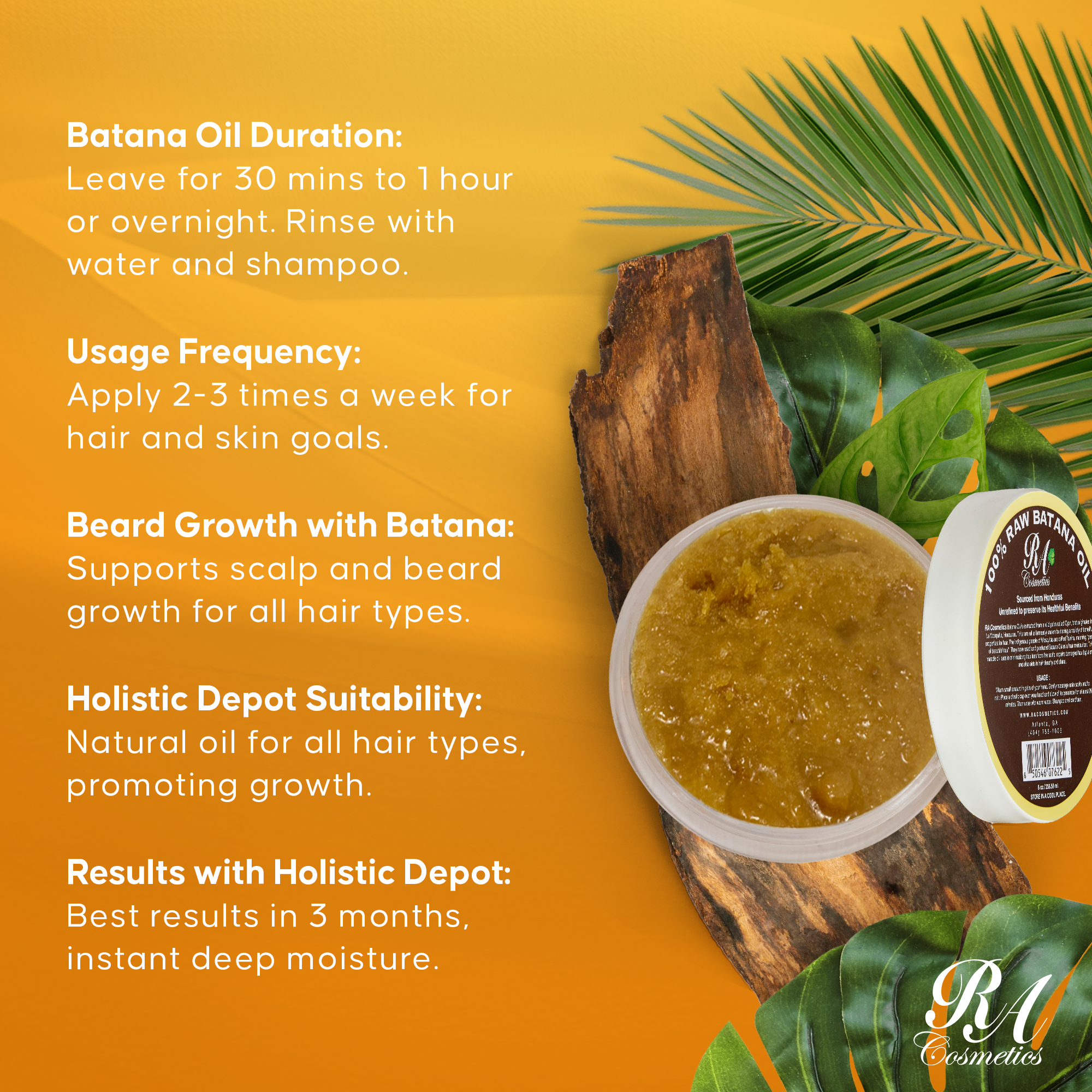 RA Cosmetics - Wholesale Hair Mask - 100% Raw Batana Oil, 8oz -From Honduras6